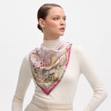 Enchanted Garden Silk Scarf Pale Pink Pure Silk