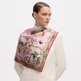 Enchanted Garden Silk Scarf Pink Pure Silk