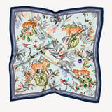 Tigers & Leopards Silk Scarf Teal Pure Silk