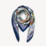 Tigers & Leopards Silk Scarf Teal Pure Silk