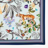 Tigers & Leopards Silk Scarf Teal Pure Silk