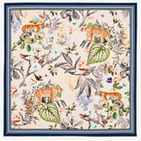 Tigers & Leopards Silk Scarf Soft Taupe Pure Silk