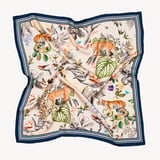 Tigers & Leopards Silk Scarf Soft Taupe Pure Silk