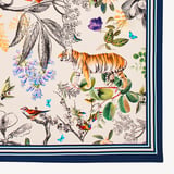Tigers & Leopards Silk Scarf Soft Taupe Pure Silk