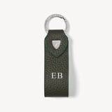 Small Leather Loop Keyring Forest Green Pebble