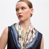 Tigers & Leopards Silk Scarf Soft Taupe Pure Silk