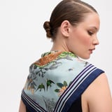 Tigers & Leopards Silk Scarf Teal Pure Silk