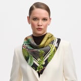 Secret Forest Silk Scarf Black Pure Silk