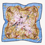 Edwardian Garden Silk Scarf Capri Blue & Lilac Pure Silk