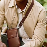 Reporter Crossbody Phone Bag Tobacco Pebble