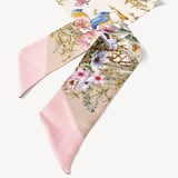 Edwardian Garden Skinny Silk Scarf Putty Pure Silk