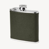 Classic 5oz Leather Hip Flask Forest Green Pebble