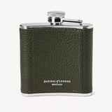 Classic 5oz Leather Hip Flask Forest Green Pebble