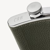 Classic 5oz Leather Hip Flask Forest Green Pebble