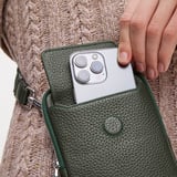 Reporter Crossbody Phone Bag Forest Green Pebble