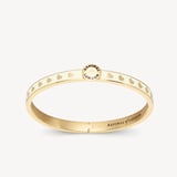 Thin Love Hearts Bangle Ivory Enamel & 18ct Gold Plated