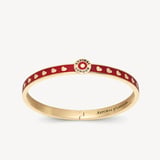 Thin Love Hearts Bangle Cardinal Red Enamel & 18ct Gold Plated