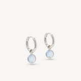 Gemstone Huggie Earrings Rainbow Moonstone & Sterling Silver 925