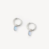 Gemstone Huggie Earrings Rainbow Moonstone & Sterling Silver 925