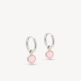 Gemstone Huggie Earrings Rose Quartz & Sterling Silver 925