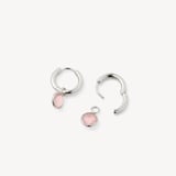 Gemstone Huggie Earrings Rose Quartz & Sterling Silver 925