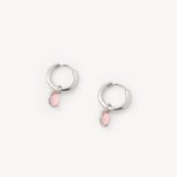 Gemstone Huggie Earrings Rose Quartz & Sterling Silver 925