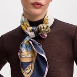 Edwardian Garden Silk Scarf Navy Pure Silk