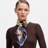 Edwardian Garden Silk Scarf Navy Pure Silk