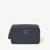 Double Zip Mount Street Wash Bag Navy Pebble