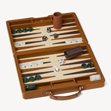 Raffia Backgammon Set Natural Raffia & Smooth Tan