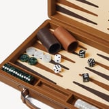 Raffia Backgammon Set Natural Raffia & Smooth Tan
