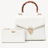 Mayfair® Coin & Card Wallet Deep Shine Chalk White Small Croc