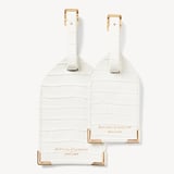 Set of 2 Luggage Tags Deep Shine Chalk White Small Croc