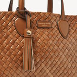 Small Island Tote Tan Woven Leather