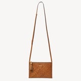 Island Crossbody Pouch Tan Woven Leather