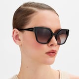 Como Square Sunglasses Black Crystal 