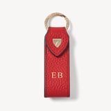 Small Leather Loop Keyring Cardinal Red Pebble
