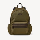 Men's Backpack Olive Nylon Canvas with Leather Trim