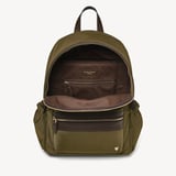 Men's Backpack Olive Nylon Canvas with Leather Trim
