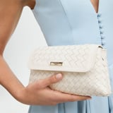 Sunrise Sunset Clutch Chalk White Woven Leather