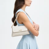 Sunrise Sunset Clutch Chalk White Woven Leather