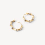 Bamboo Huggie Earrings White Topaz & 18ct Gold Vermeil