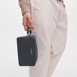 Double Zip Mount Street Wash Bag Navy Pebble