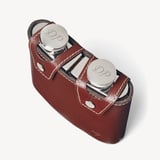 Double 6oz Leather Hip Flask Smooth Cognac & Espresso Suede