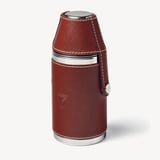 6oz Hunter Leather Flask Smooth Cognac & Espresso Suede