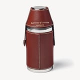 6oz Hunter Leather Flask Smooth Cognac & Espresso Suede