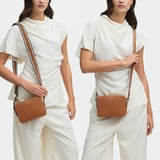 Camera Crossbody with Changeable Straps Tan Pebble