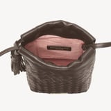Soho Crossbody Pouch Chocolate Woven Leather