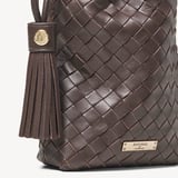 Soho Crossbody Pouch Chocolate Woven Leather