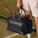 Men's Holdall Navy Nylon Canvas with Leather Trim